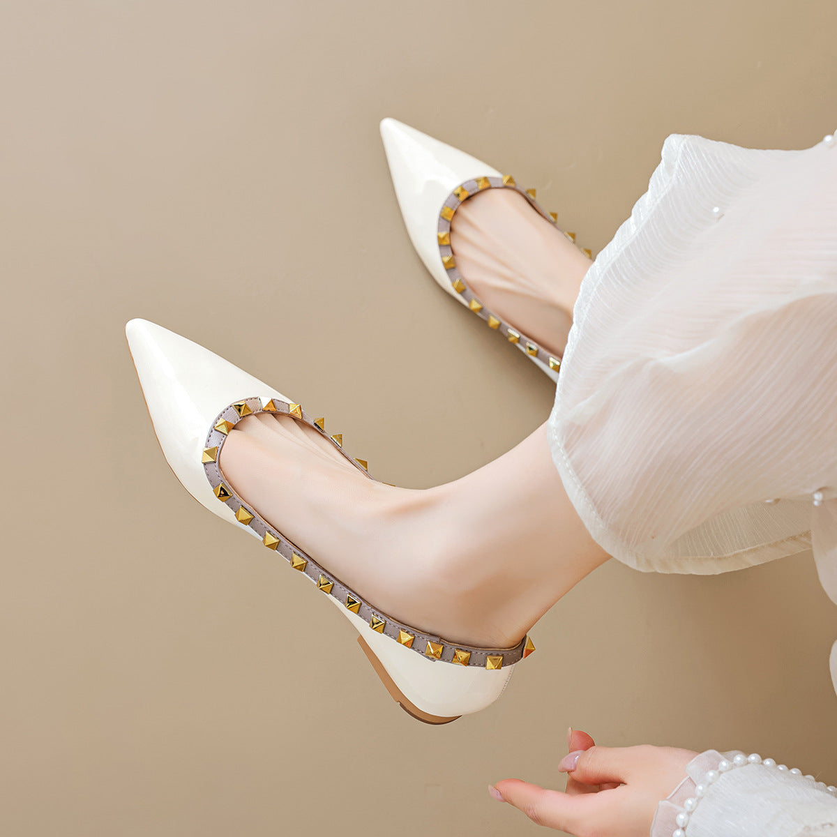 Damen Ballerinas mit Nietenverzierung WW