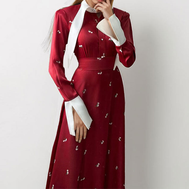 Damen Maxikleid mit elegantem floralen Muster und tiefem V-Ausschnitt W&W Mode