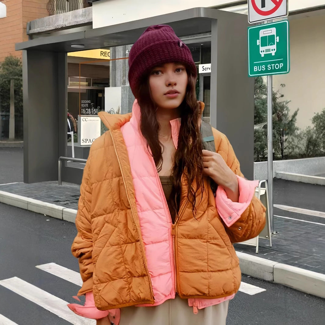 Damen Steppjacke mit hohem Kragen und praktischem Reißverschluss WW