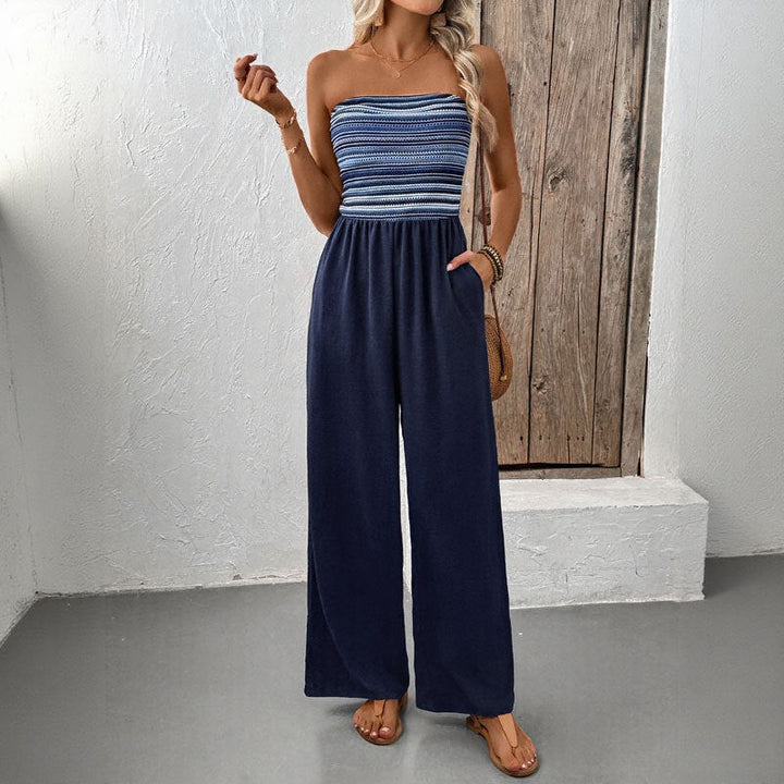 Damen Jumpsuit mit Bandeau-Oberteil und weitem Bein W&W Mode