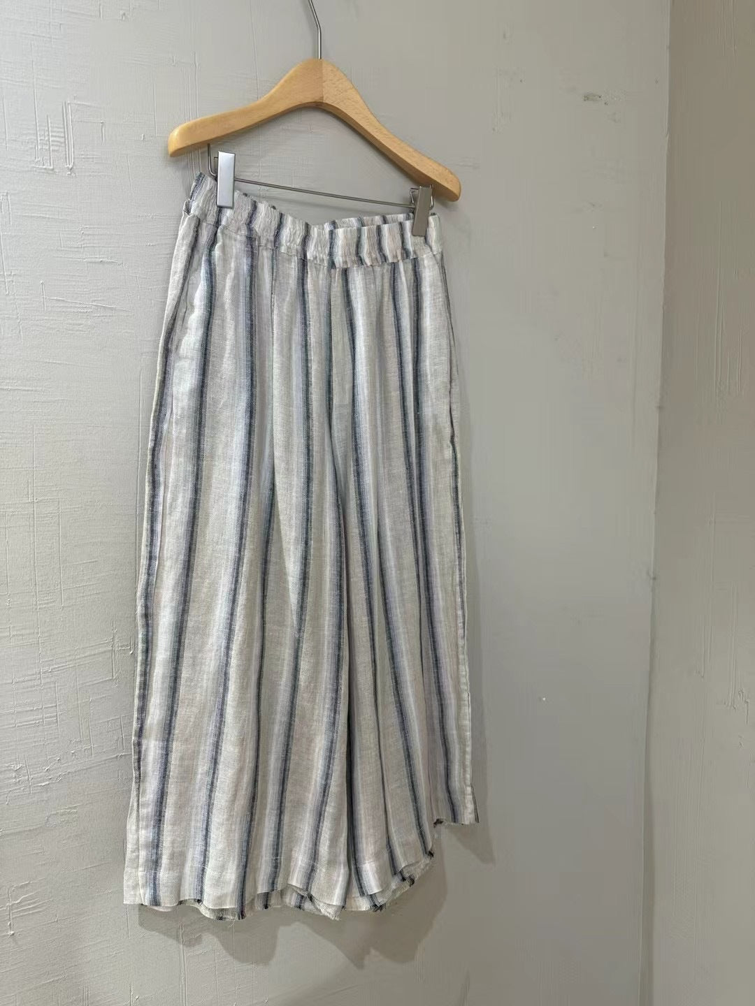 Damen Relaxed Fit Gestreifte Leinen Culottes WW