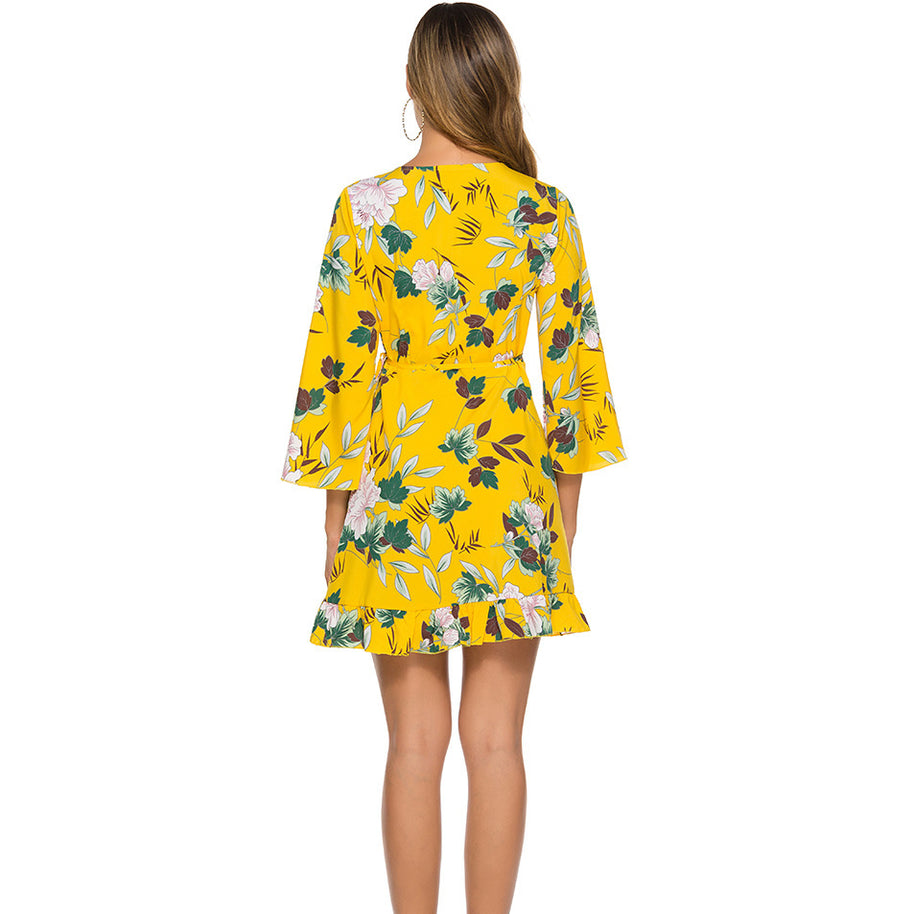 Damen Sommerliches Minikleid mit fließendem Schnitt und voluminösen Ärmeln WW