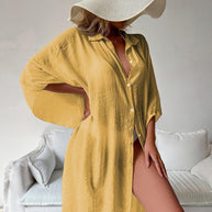 Damen Strandbluse im lässigen Schnitt mit Knopfverschluss und weitem Design WW