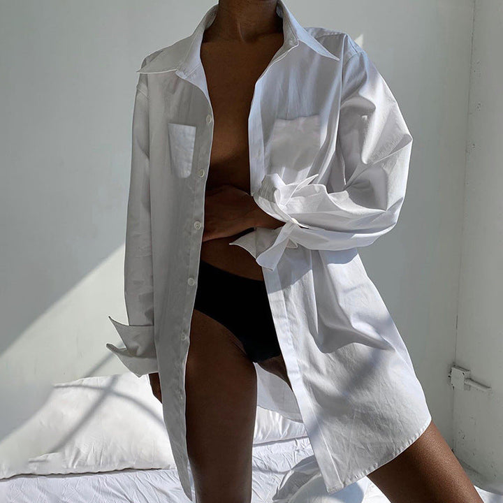 Damen Hemdbluse mit stylischem Oversized-Schnitt und trendigen Puffärmeln W&W Mode