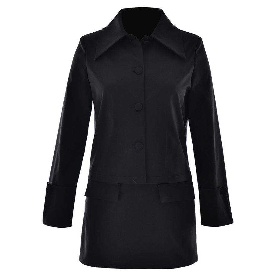 Damen Elegante Kurzjacke mit übergroßen Kragen und stilvollen Knopfdetails W&W