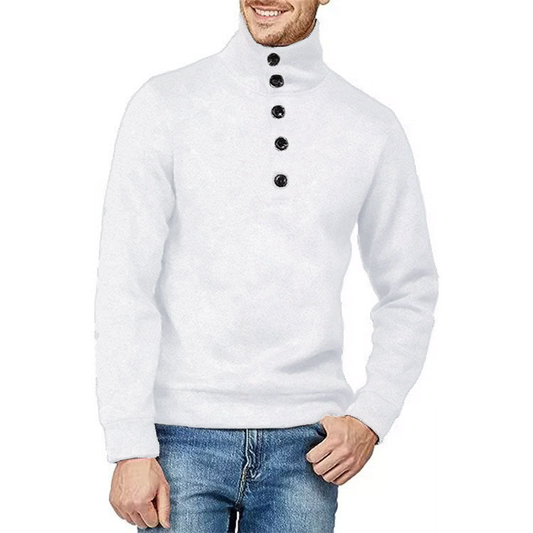 Herren Hochwertiger Pullover mit Stehkragen und Knopfdetail WW