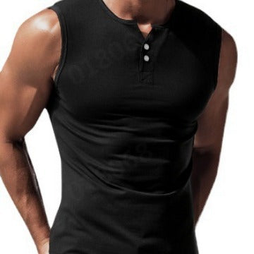 Herren ärmelloses Shirt mit Knopfleiste W&W Mode