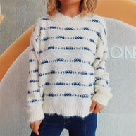 Damen Pullover mit weichem Mohair-Material und modernem Streifenmuster WW