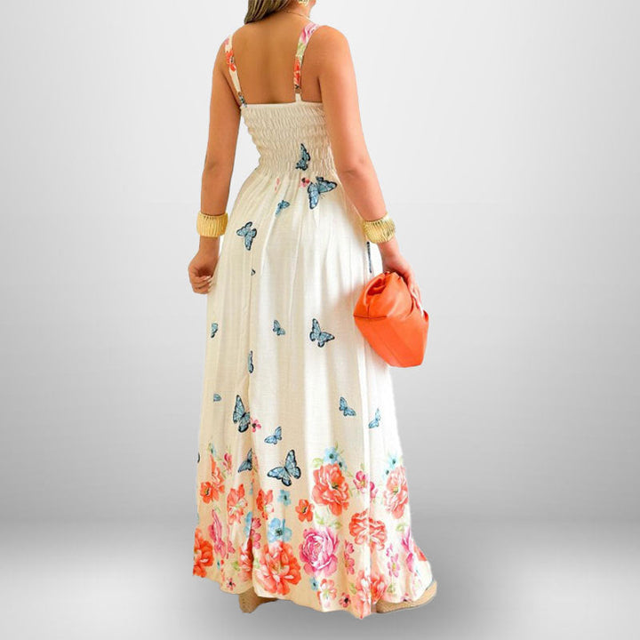 Damen Maxikleid mit floralem Design und verstellbaren Trägern W&W Mode