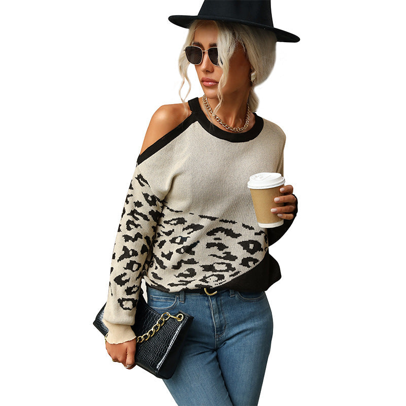 Damen Strickpullover mit verspieltem Leo-Muster und lässigem Schnitt W&W Mode