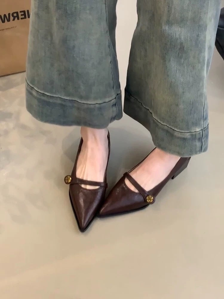 Damen spitze Slingback-Ballerinas mit modischem Riemchen und elegantem Detail WW