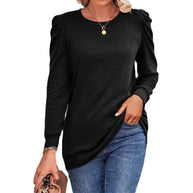 Damen lässiges Sweatshirt mit Puffärmeln und asymmetrischem Saum WW