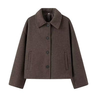 Damen lässige Wolljacke mit modernem Kragen und praktischen Eingrifftaschen W&W