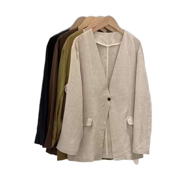 Damen Relaxed Fit Leinen Blazer WW