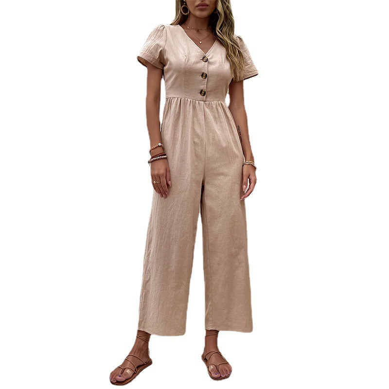 Damen Jumpsuit mit knöpfbaren Details und luftigem Schnitt WW