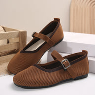 Damen Ballerinas mit verstellbarem Riemen und strukturiertem Obermaterial WW
