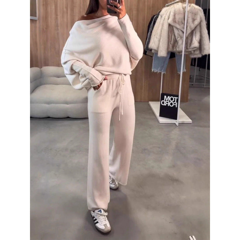 Damen bequeme Loungewear aus weichem Strickmaterial mit weitem Schnitt WW