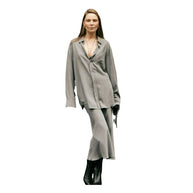 Damen stilvolles Oversized-Hemd und Palazzo-Hose-Set WW