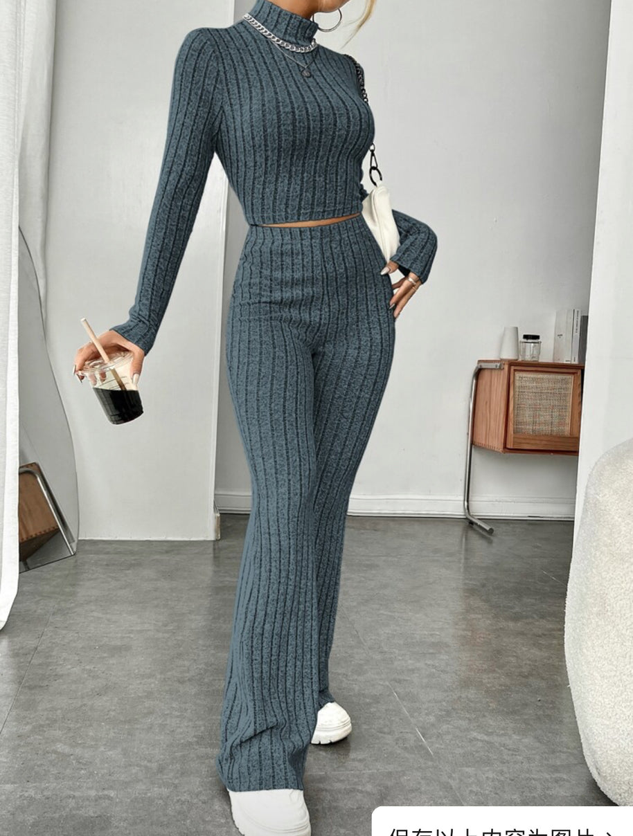 Damen sportliches Rippstrick-Loungewear-Set WW