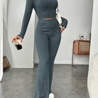 Damen sportliches Rippstrick-Loungewear-Set WW
