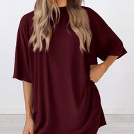 Damen Bequeme Oversized T-Shirt mit Seitenschlitzen WW
