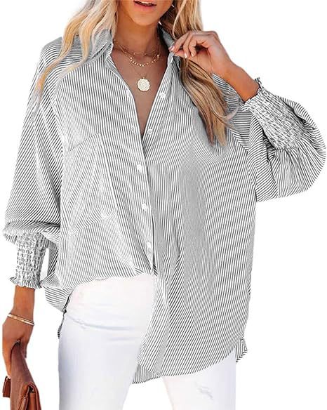 Damen Übergroße Hemdbluse mit raffiniertem Falten-Design WW
