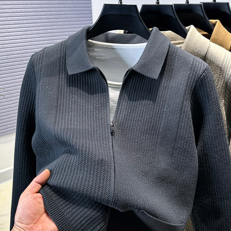 Damen Pullover mit strukturiertem Reißverschluss und klassischem Kragen WW