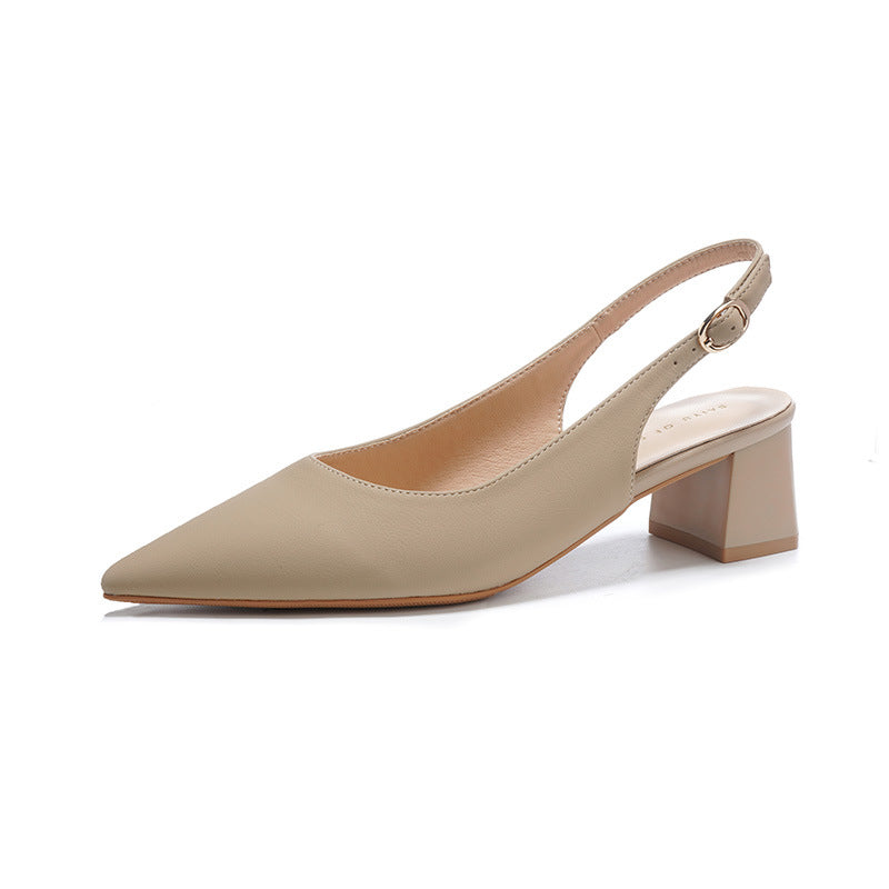 Damen Slingback Blockabsatz-Pumps mit elegantem Spitzenausschnitt-Design WW