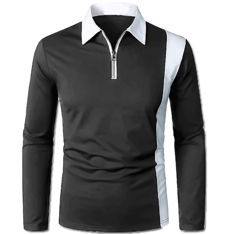 Herren Langarm Poloshirt mit modernem Reißverschluss und kontrastierenden Einsätzen WW