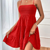 Damen Sommerliches Minikleid mit Raffungen und Trägern WW