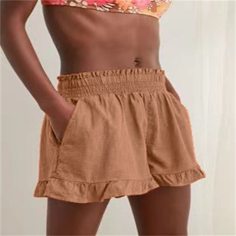 Damen Lockere Shorts mit Volant und Taschen WW