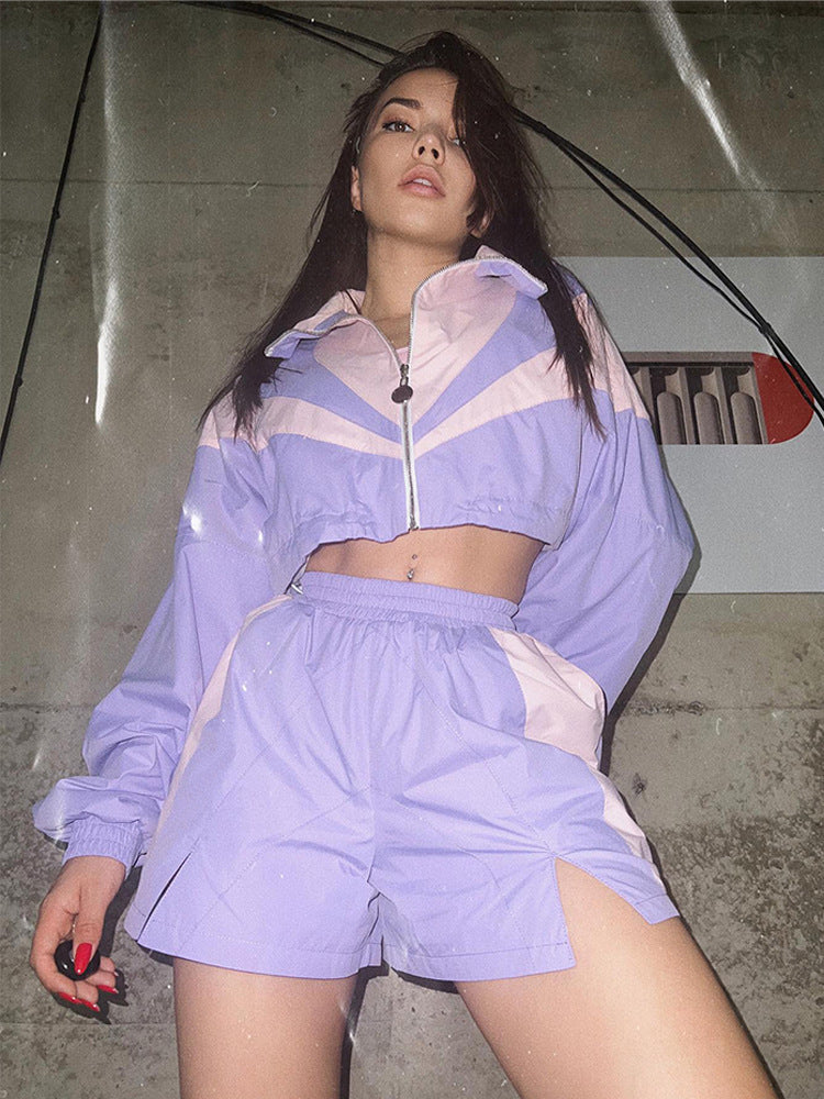 Damen Sportlich Elegante Sommerjacke und Shorts Set WW