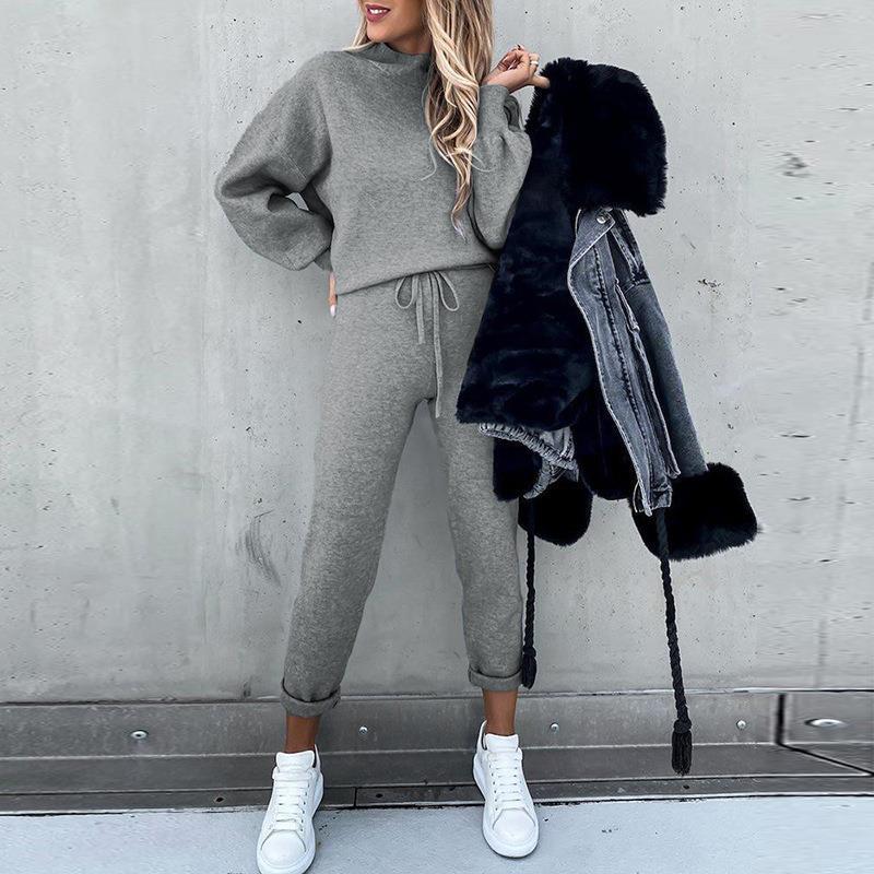 Damen Freizeitleggings mit hoch gezogenem Taillenbund und lässigem Sweater WW