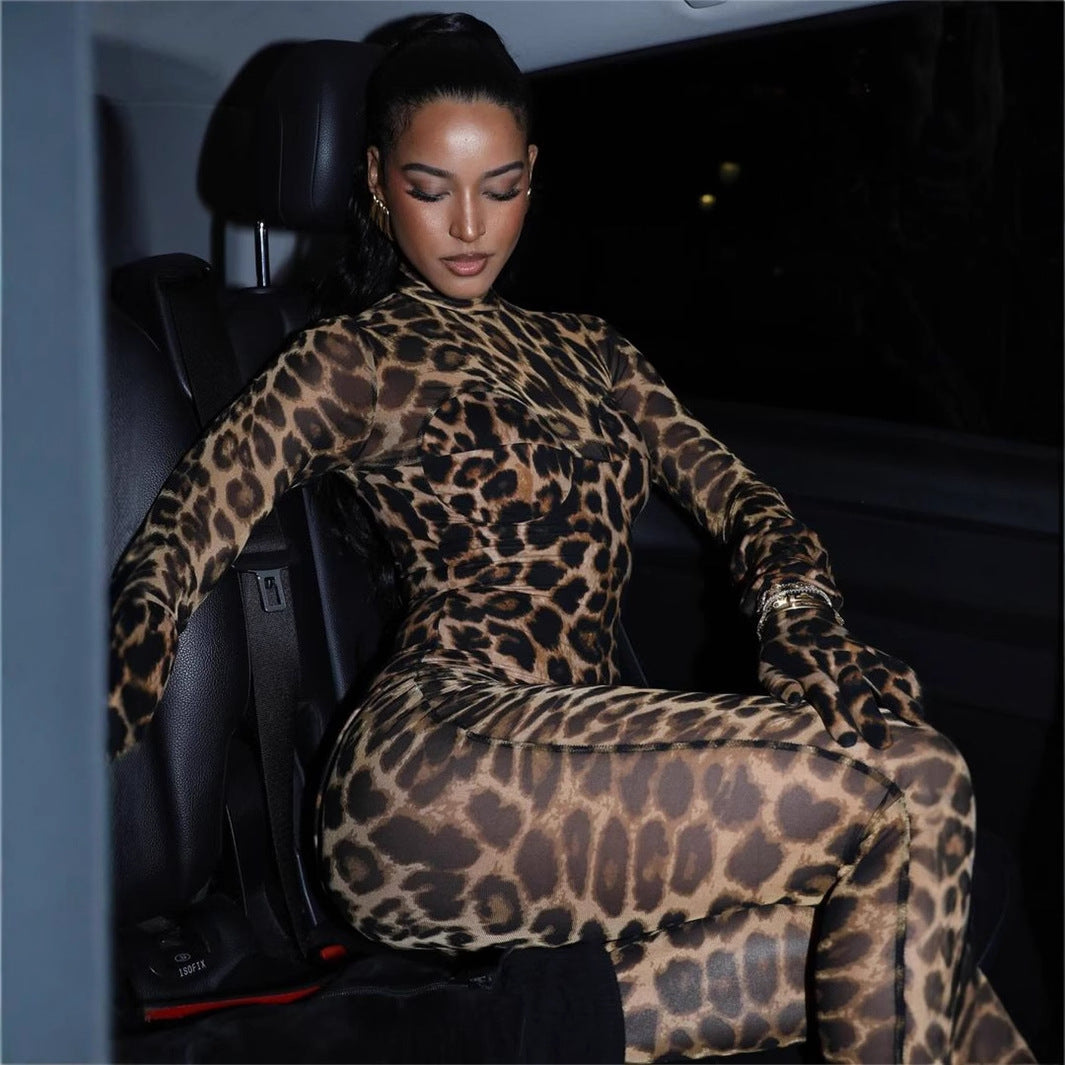 W&W Mode | Durchsichtiger Mesh-Leopardenprint-Body