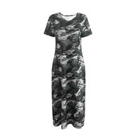 Damen Maxikleid mit lässigem Camouflage-Design und praktischen Taschen WW