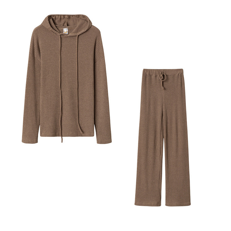 Damen Relaxed Fit Sweater-Set mit Kapuze und weiten Hosen WW