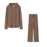 Damen Relaxed Fit Sweater-Set mit Kapuze und weiten Hosen WW