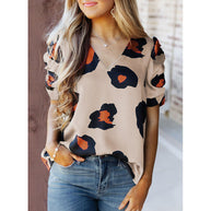 Damen Bluse mit modischem Blumendruck und eleganten Puffärmeln WW