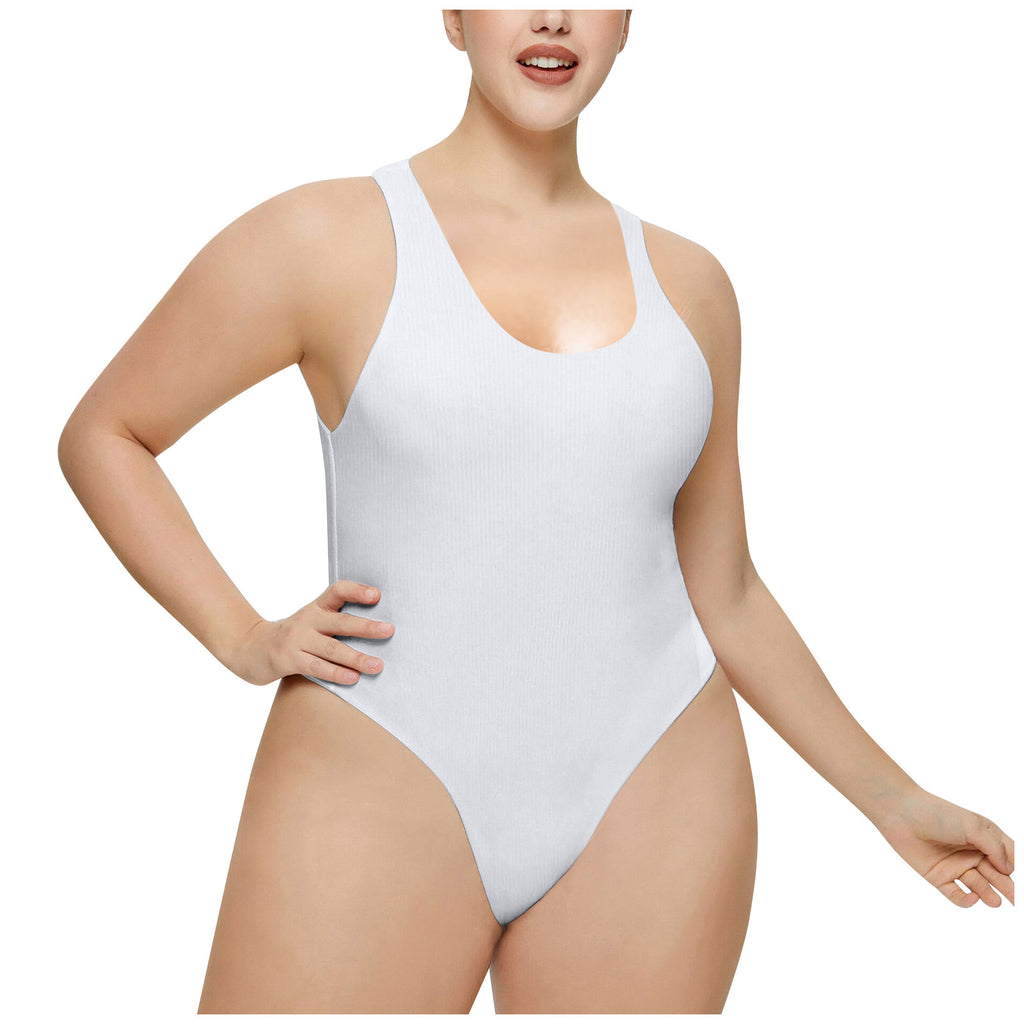 Damen Hochgeschnittenes Rib-Badeanzug WW