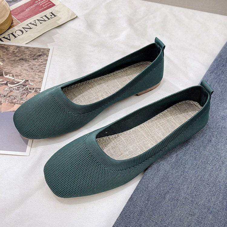 Damen Bequeme Slip-On Ballerinas mit atmungsaktiver Obermaterialstruktur W&W