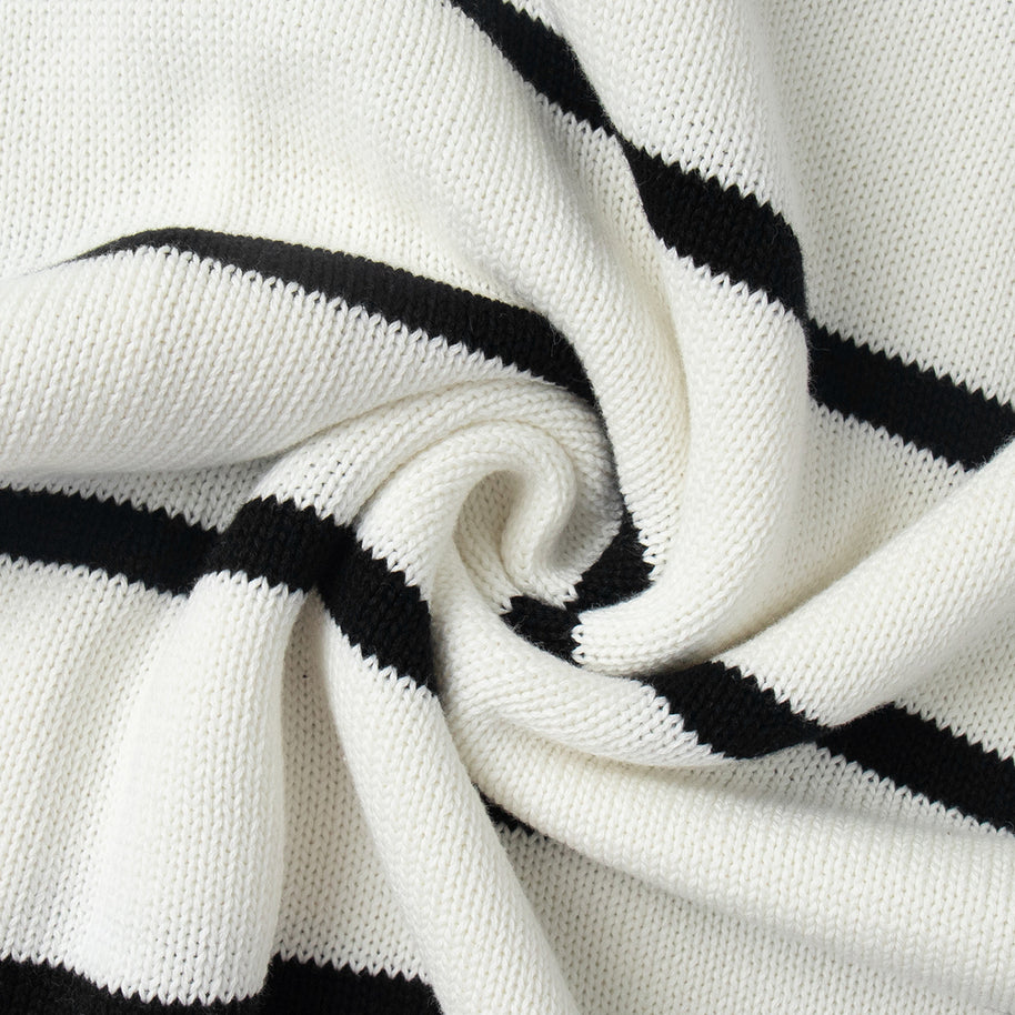 Damen Strickjacke mit breiten Streifen und Knopfverschluss WW