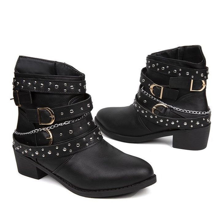Damen Stiefeletten mit modischem Riemen-Design und dekorativen Akzenten W&W Mode