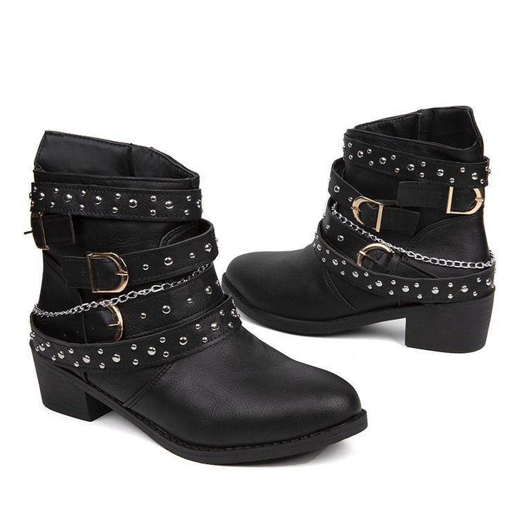Damen Stiefeletten mit modischem Riemen-Design und dekorativen Akzenten W&W