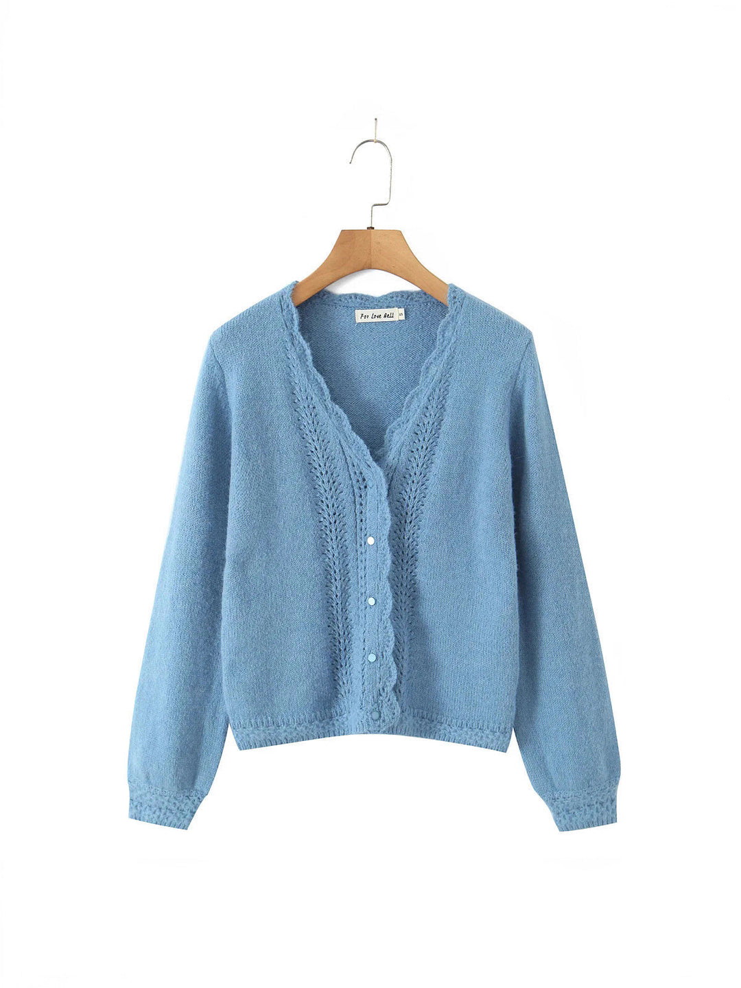 Damen elegante Strickjacke mit tiefem V-Ausschnitt und zarten Knöpfen W&W Mode
