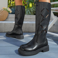 Damen Stiefel mit dekorativem Schnitt und komfortabler Gummisohle WW