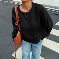 Damen Bequemer Pullover aus feiner Strickqualität mit zeitlosem Rundhalsausschnitt WW