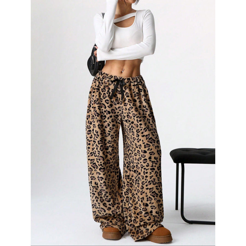 Damen Bequeme Hosen mit Leopardenmuster WW