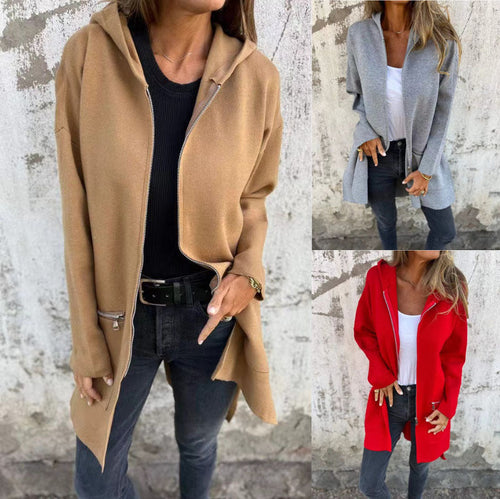 Damen stylische Gemütliche Jacke mit Kapuze W&W Mode