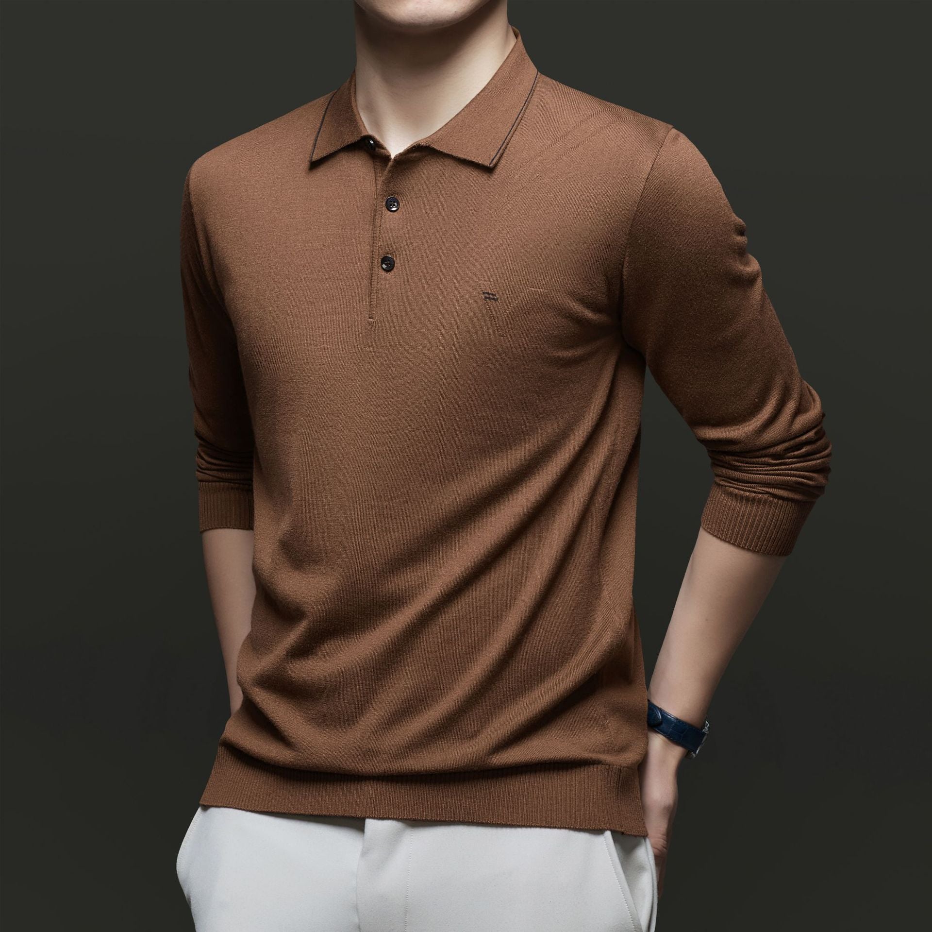 Herren Pullover mit poloartigem Kragen und modernen Akzenten WW