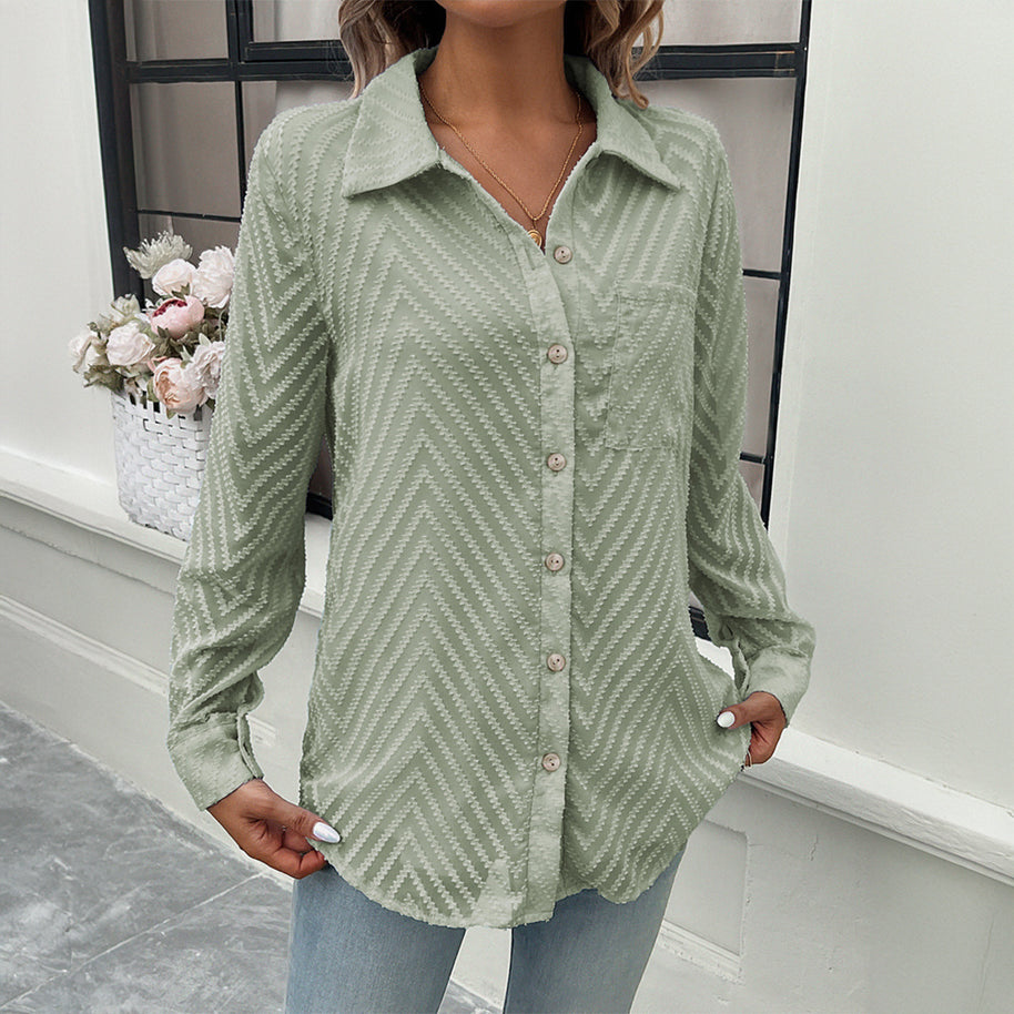 Damen Elegante Bluse mit transparenten Ärmeln und Knopfverschlüssen WW
